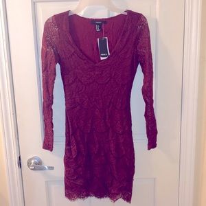 Maroon Lace bodycon dress